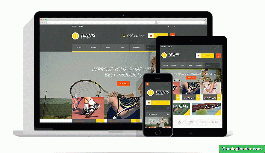 Бесплатная тема для PrestaShop - Tennis Accessories